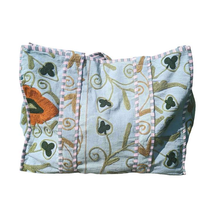 Grey hand embroidered Tote-Tote Bags-LNH Edit