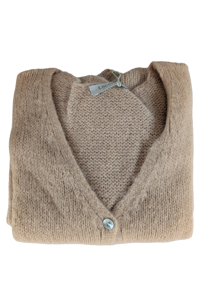 Mohair V Neck Knitted Cardigan-Jackets & Coats-LNH Edit