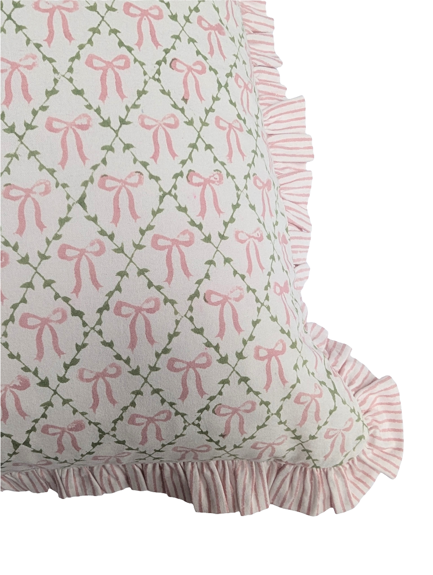 Elizabeth Pink Frill Cushion Cover-Cushion Covers-LNH Edit