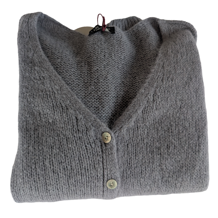 Mohair V Neck Knitted Cardigan-Jackets & Coats-LNH Edit