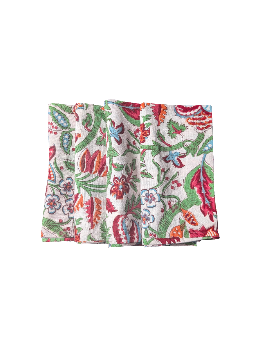 Caroline Green Napkin, Set of 4-Napkins-LNH Edit
