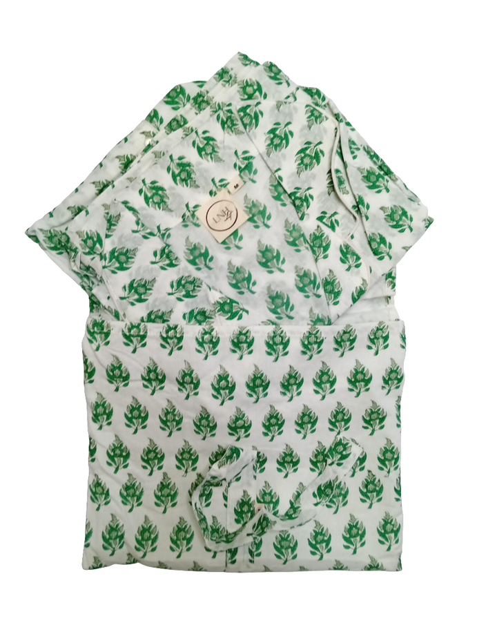 Short Hadley Green Print Pyjama Set