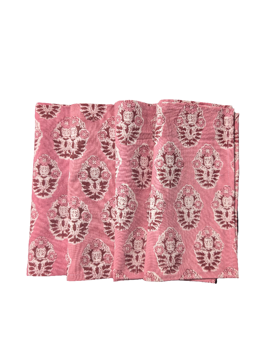 Pia Dusty Pink Napkin, Set of 4-Napkins-LNH Edit