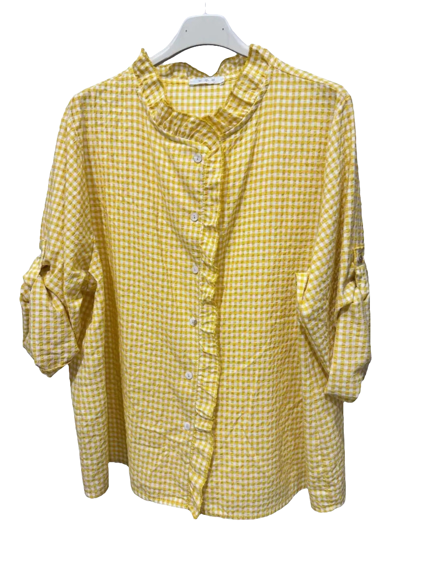 Gingham Top Yellow-Shirts & Tops-LNH Edit