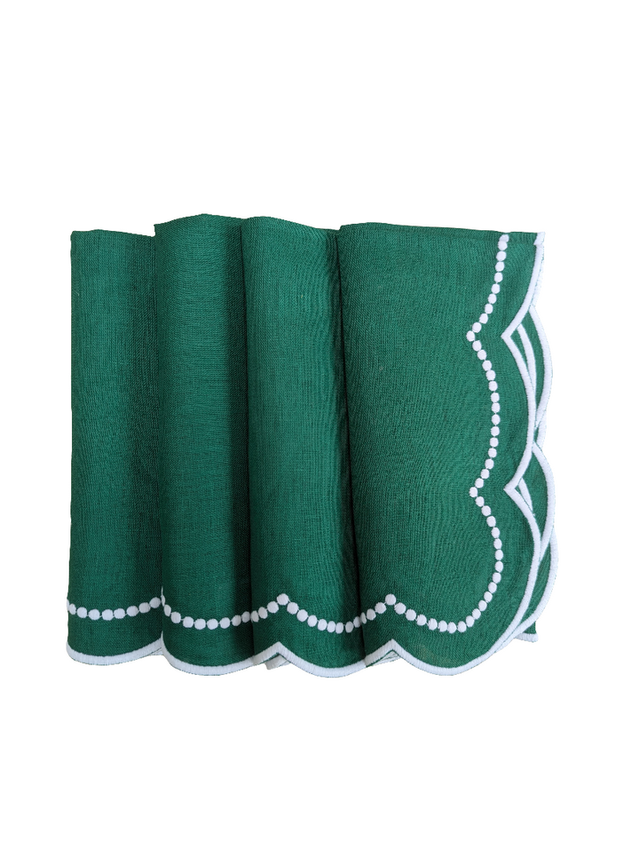 Rebecca Forest Green Linen Napkins, Set of 4