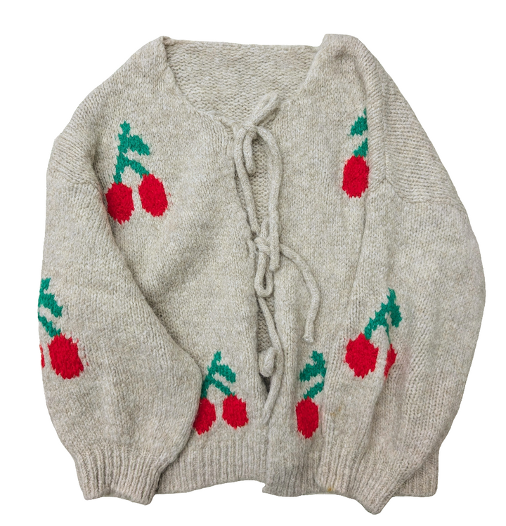 Tie Front Cherry Cardigan