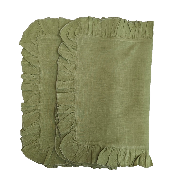 Green Ruffle Placemats, Set of 4