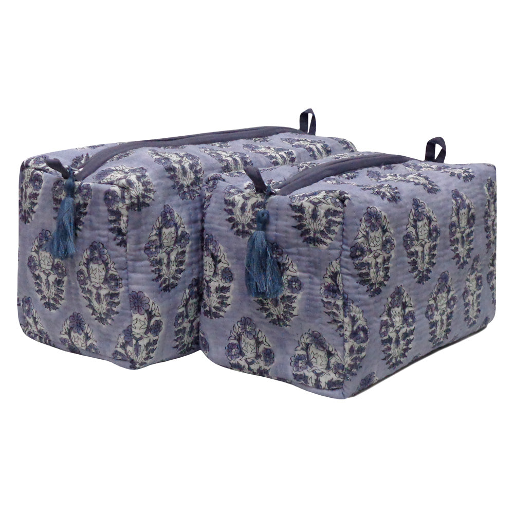 Pia Lilac Blue Cosmetic Bag- Set of 2