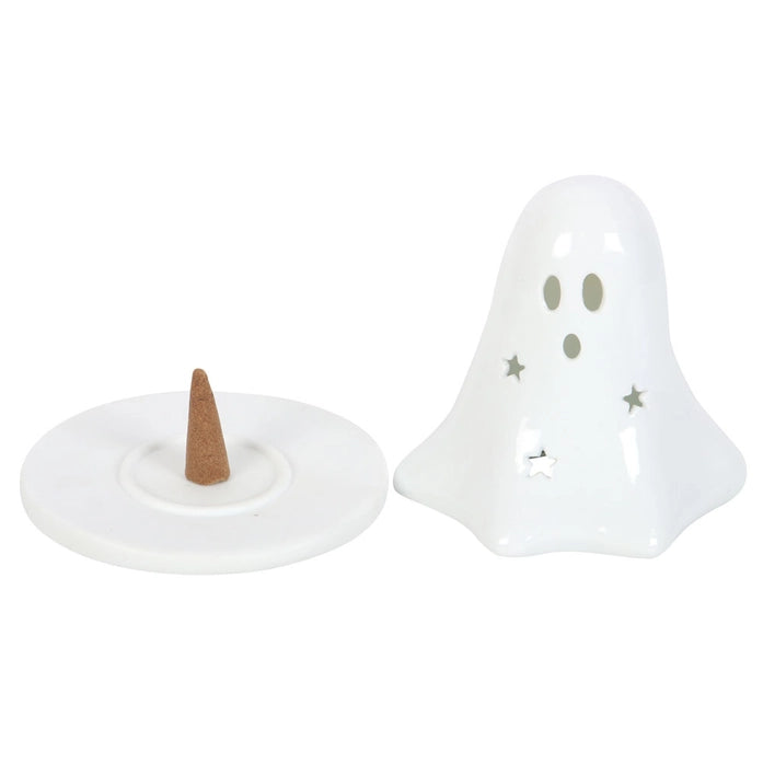 Ceramic Ghost Tealight and Incense  Holder