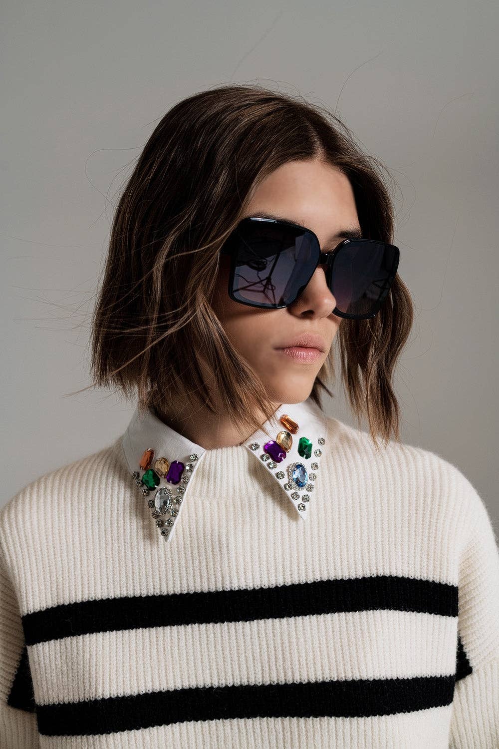 Oversized Cat Eye Sunglasess in Black: Black / One Size