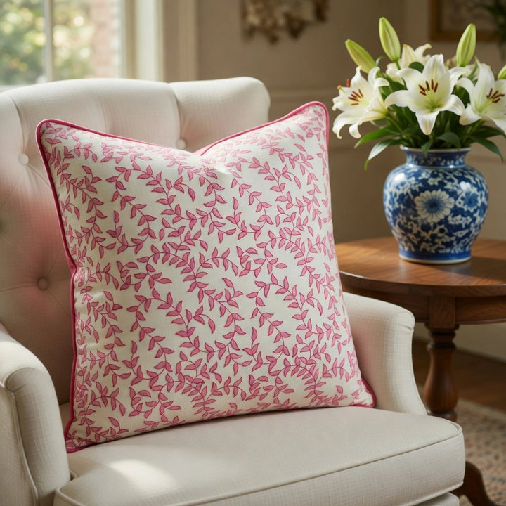 Tally Pink/White Cushion Cover