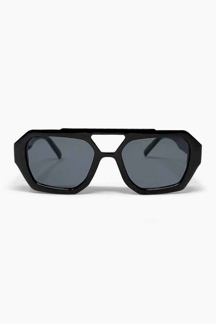 Black Geometric Frame Fashion Sunglasses for Women: BLACK / ONE