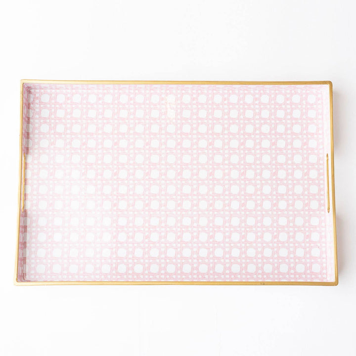 Pink Cane Rectangular Tray-Trays-LNH Edit