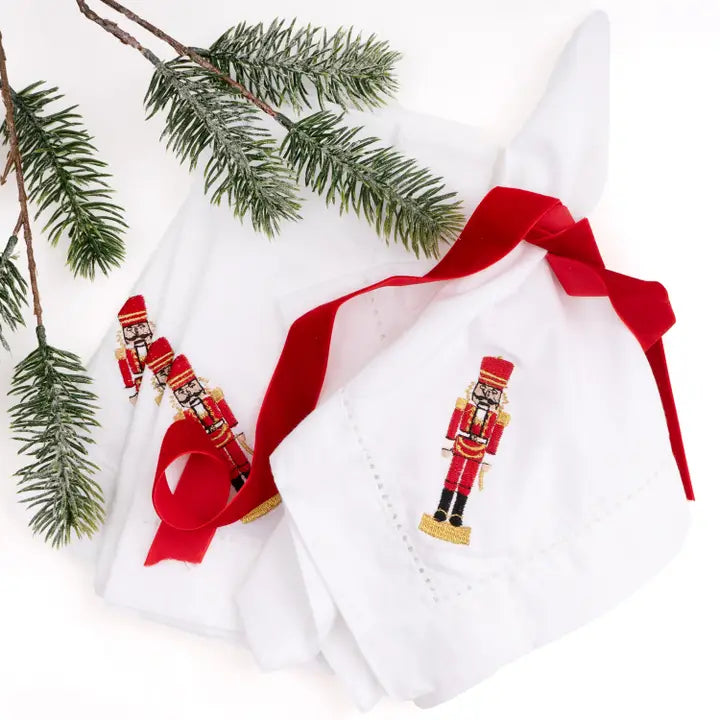 Nutcracker Embroidered Dinner Napkins set of 4