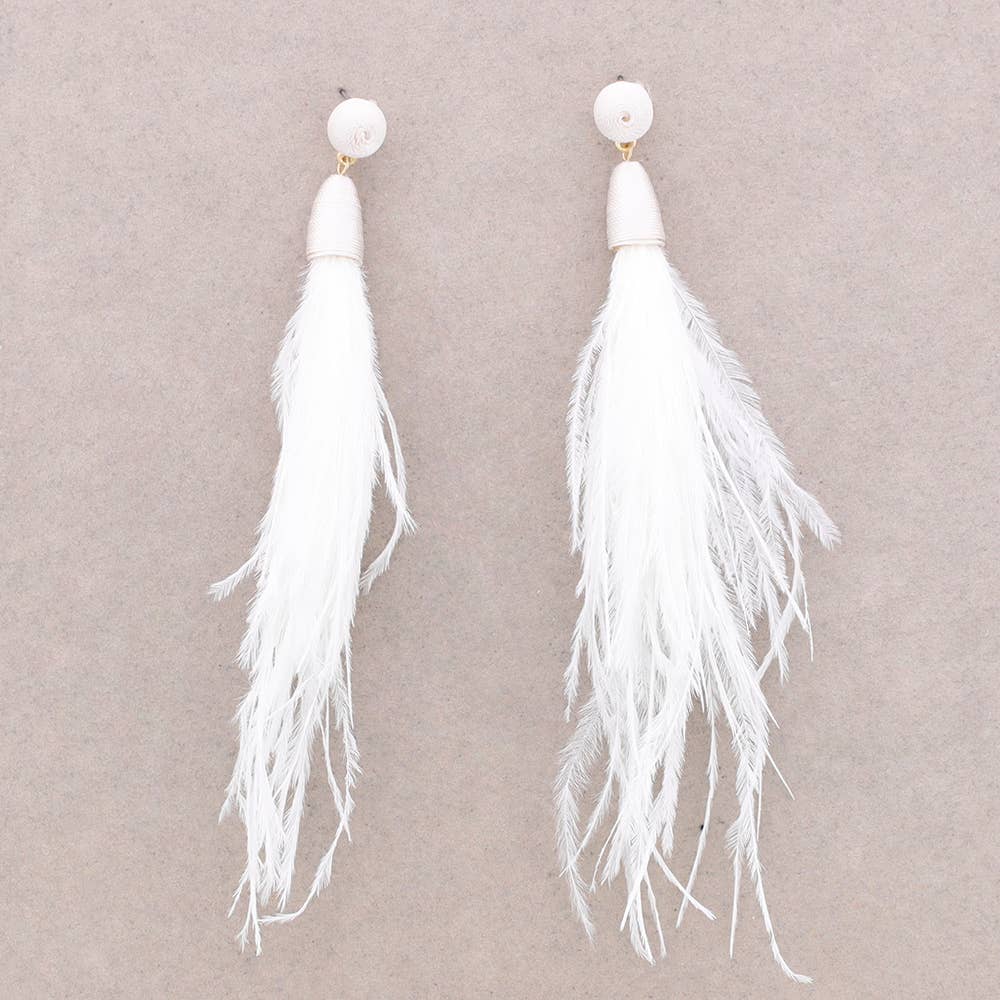 Fleco Pluma Earrings: White