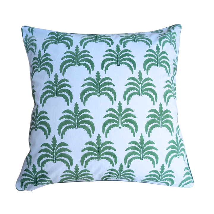 Modern palm green Piped Cushion Cover