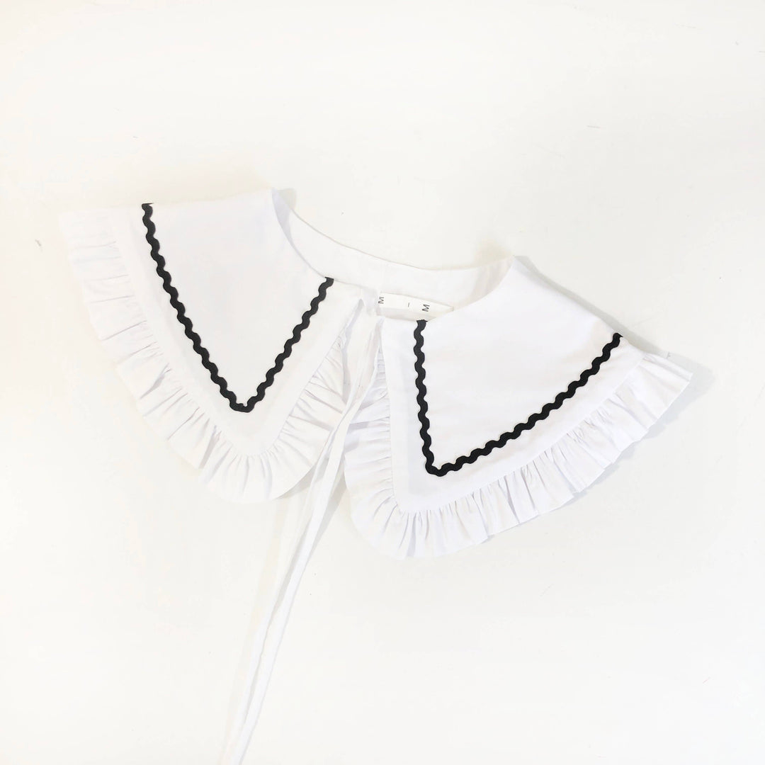 White Detachable Collar, Ric Rac Collar, Frill collar: Wide--LNH Edit