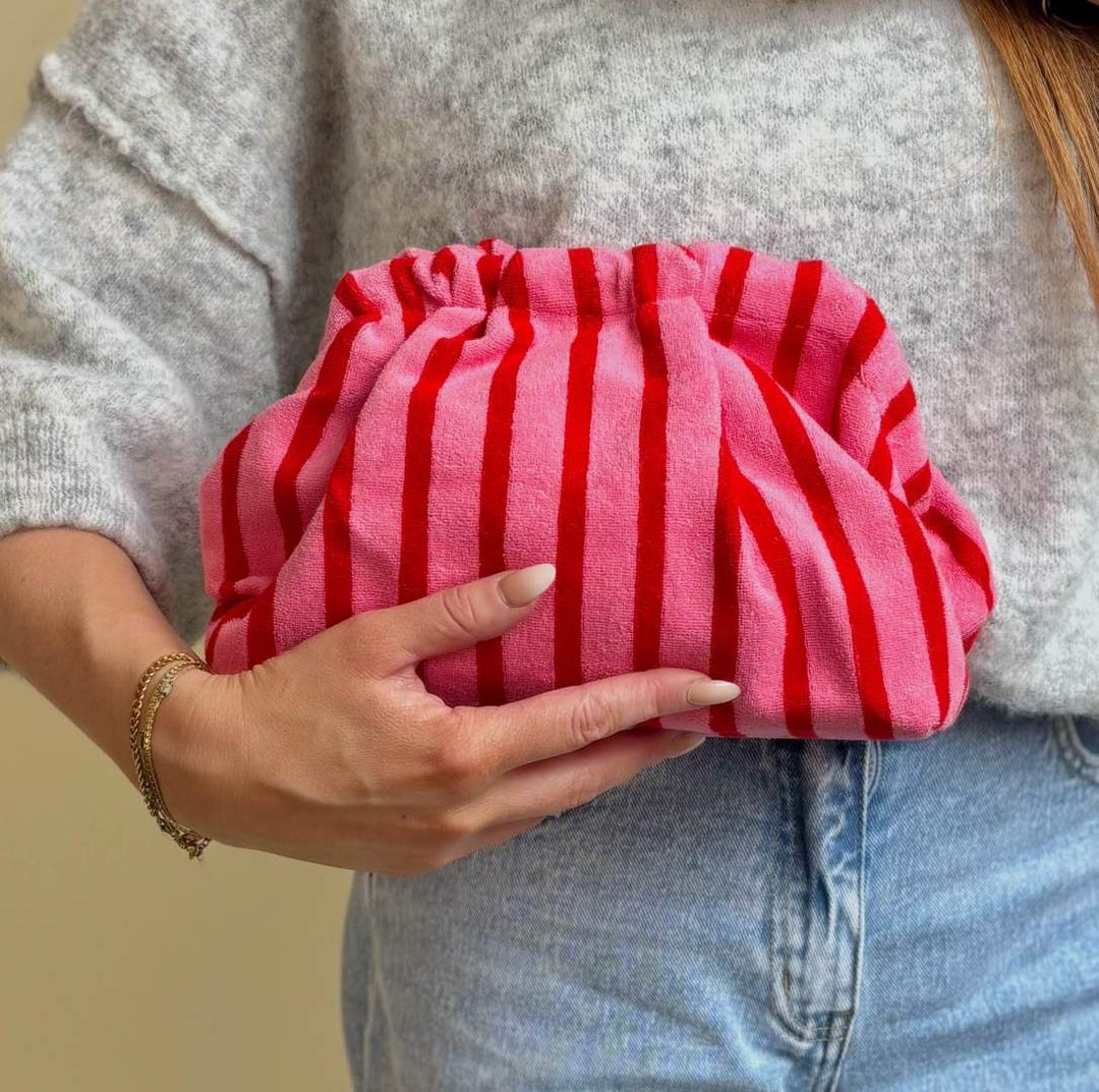 Pink Stripe Clutch Bag