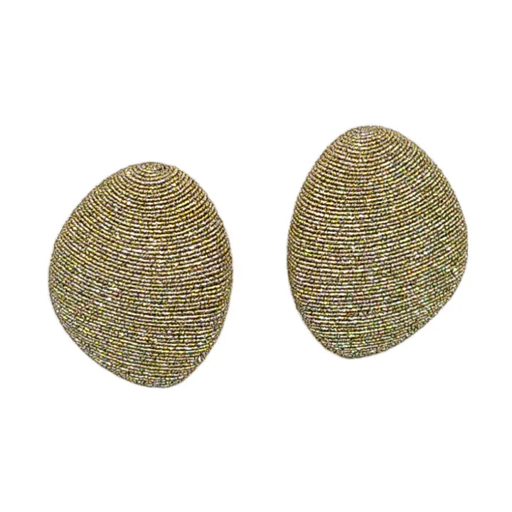 Gold Shimmer Large Woven Pebble Earrings