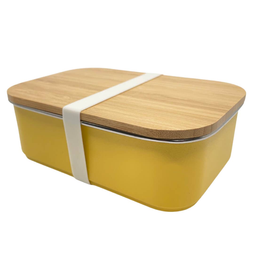 Pre order Stainless steel lunchbox with bamboo lid: Yellow--LNH Edit