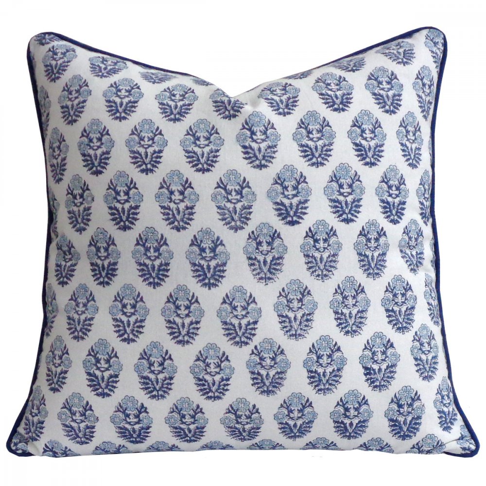 Pia White/Blue Cushion Cover-Cushion Covers-LNH Edit