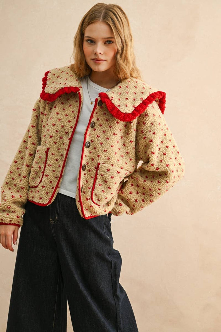 Red Heart Sherpa Jacket with Collar
