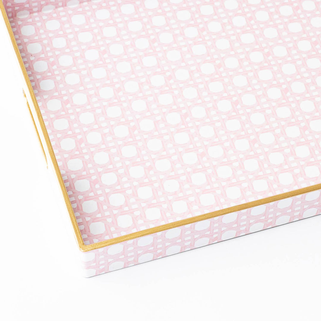 Pink Cane Rectangular Tray-Trays-LNH Edit