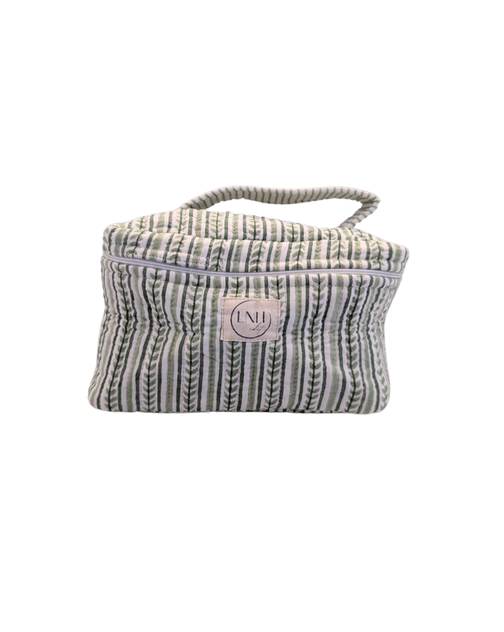 Alani Green Cosmetic Bag- Large Top Zipper-Wash Bags-LNH Edit