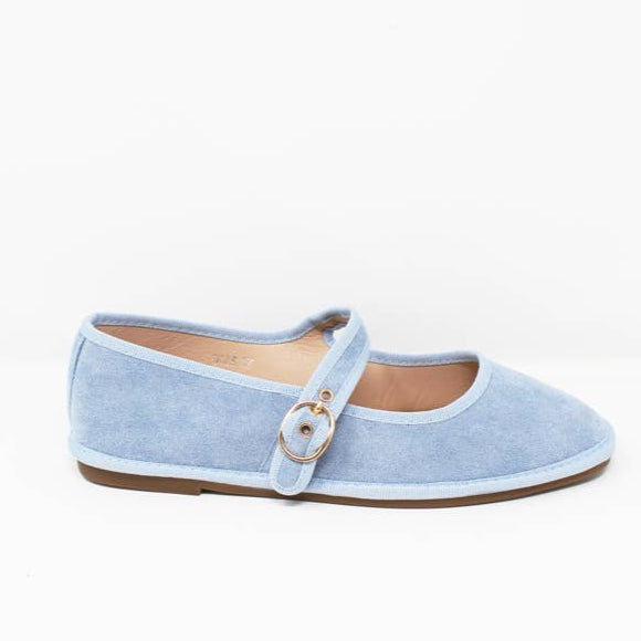 SUEDE BLUE BALLET FLATS