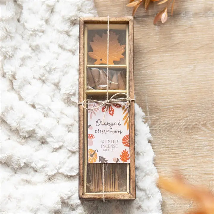 Autumn Leaf Orange & Cinnamon Fall Incense Gift Set