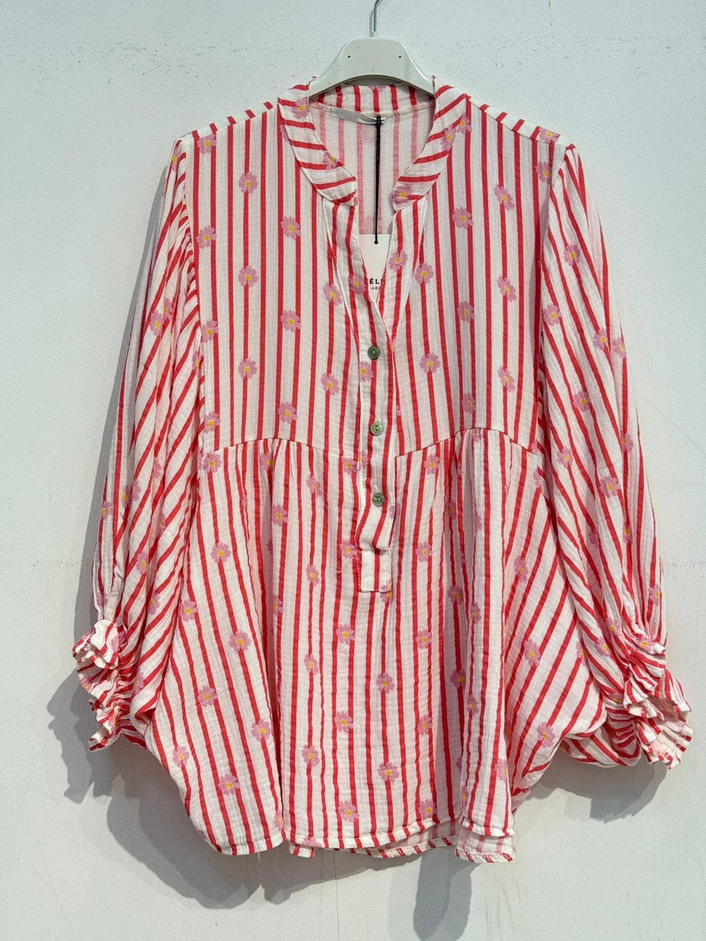 Coral Striped Blouse-Shirts & Tops-LNH Edit