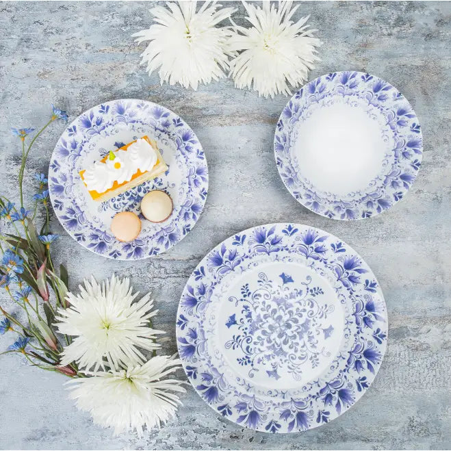 Blue & WHite 12 Piece Porcelain Dinner Set for 4