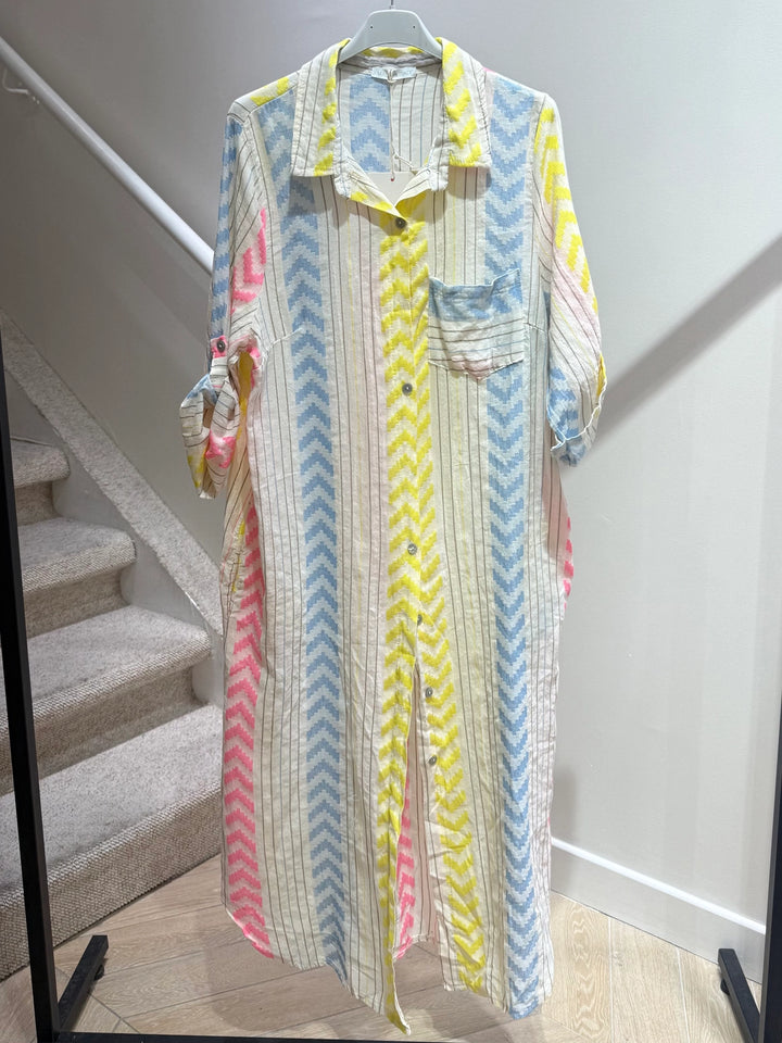 Embroidered Cotton White Shirt Dress