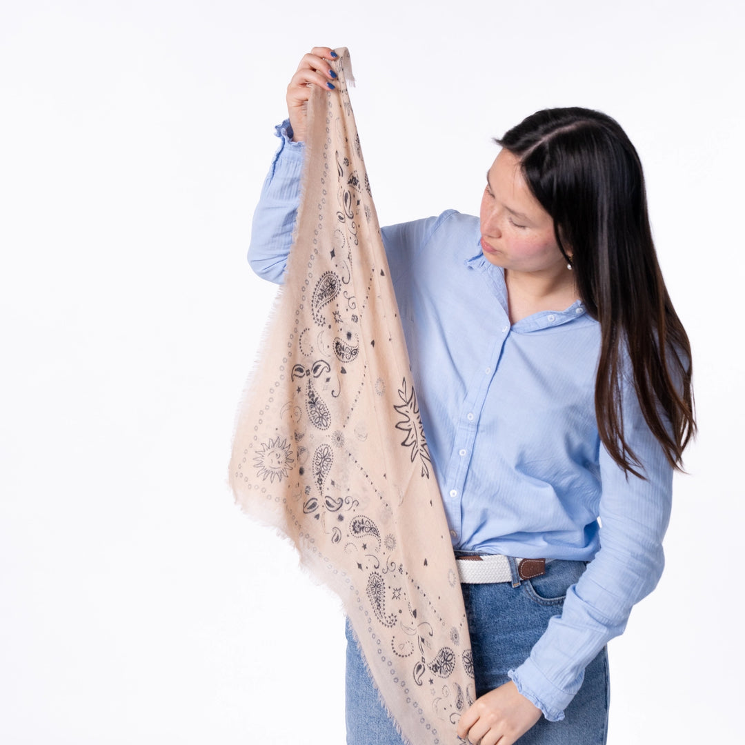 Small Scarf in 100% Wool Alice Ecru