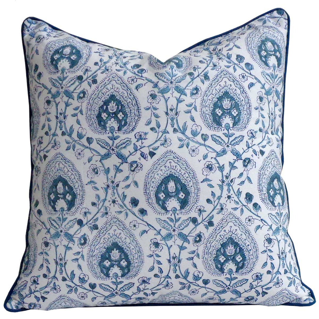 Leaf Blue Cushion Cover-Cushion Covers-LNH Edit