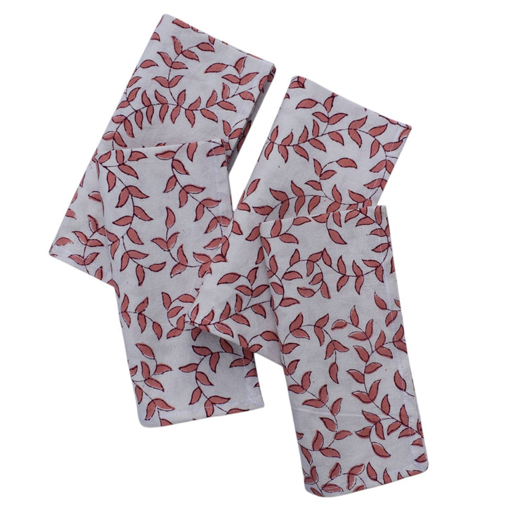 Tally Coral/ White Napkin, Set of 4