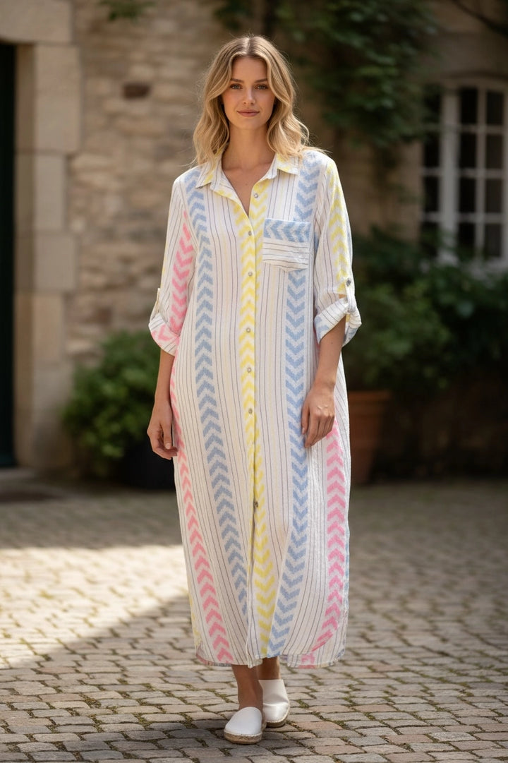 Embroidered Cotton White Shirt Dress