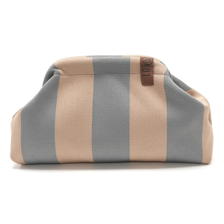 BEIGE &amp; GREY Stripe Clutch Bag