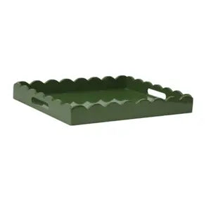 Moss Green Scalloped Serving Tray