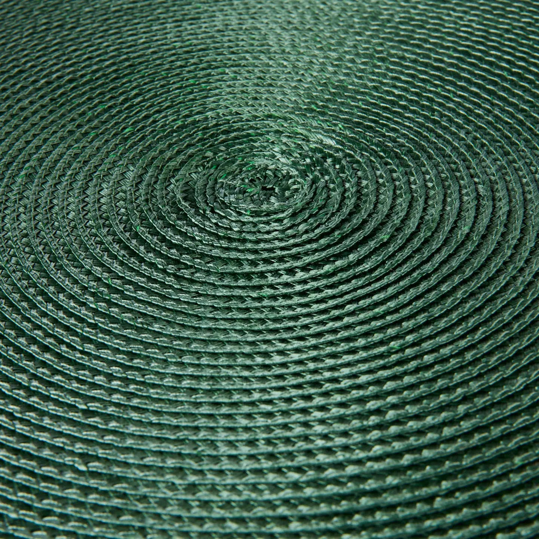 Round Braided Charger Placemat Dark Green Set of 4
