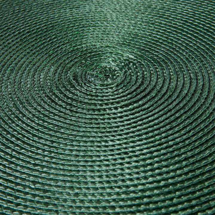 Round Braided Charger Placemat Dark Green Set of 4
