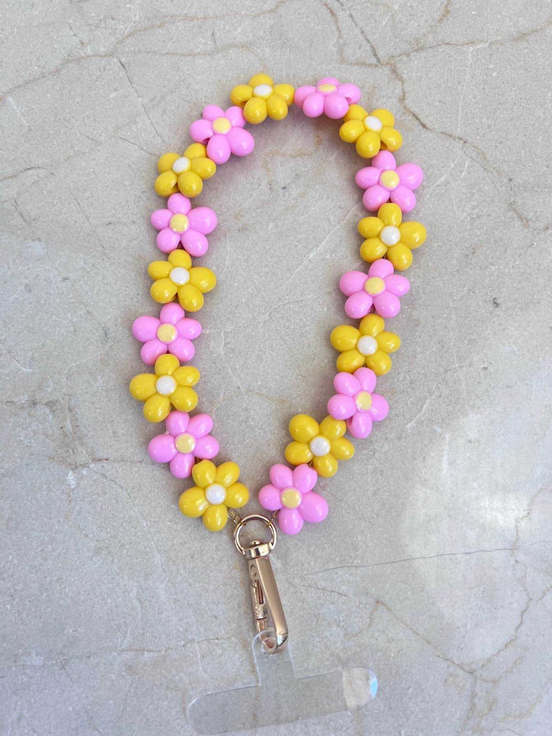 Flowers Phone Cord ¦ Pink &amp; Yellow