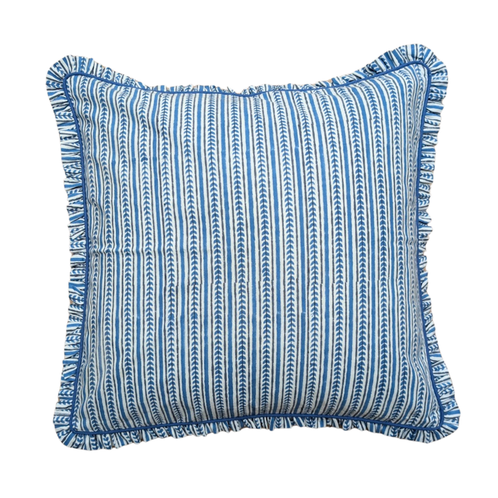 Alani Blue Frill Cushion Cover-Cushion Covers-LNH Edit