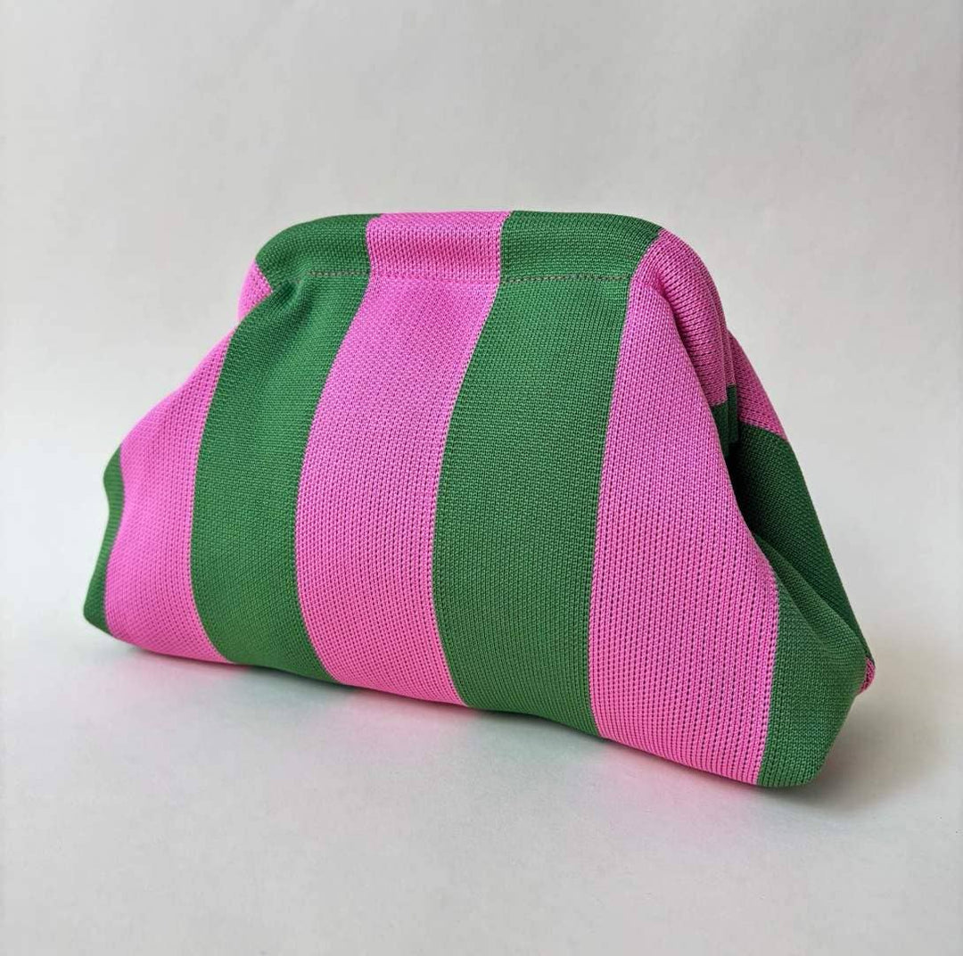 GREEN &amp; PINK Stripe Clutch Bag