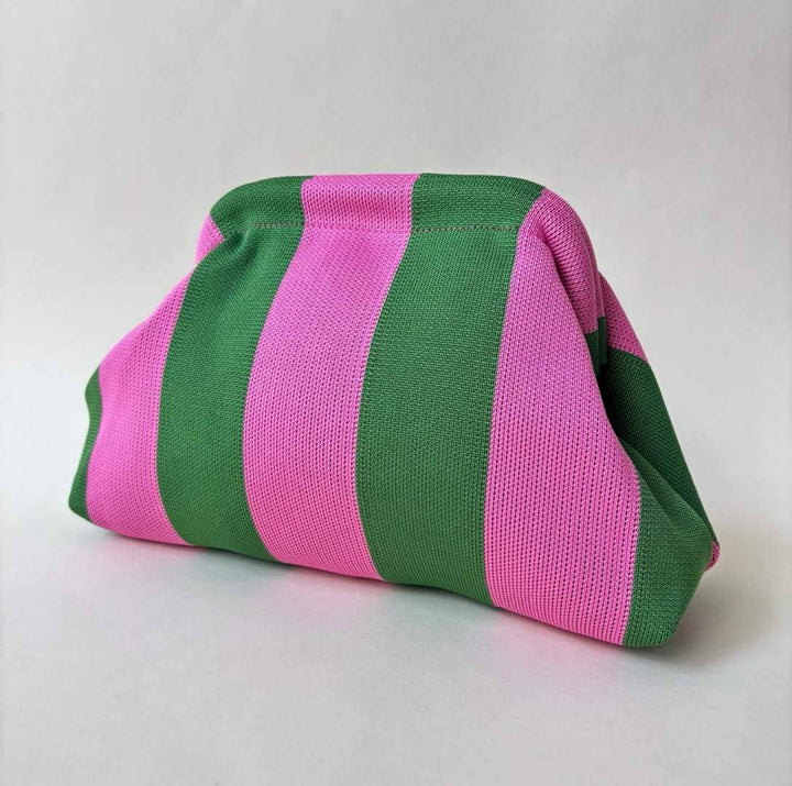 GREEN &amp; PINK Stripe Clutch Bag