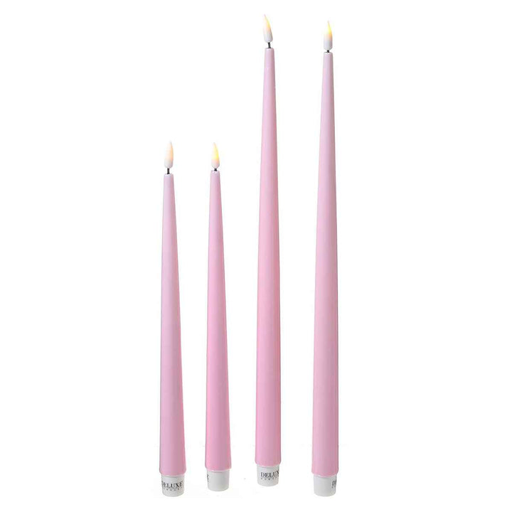 Rose Pink LED Dinner Candle, 38 cm, Set of 2