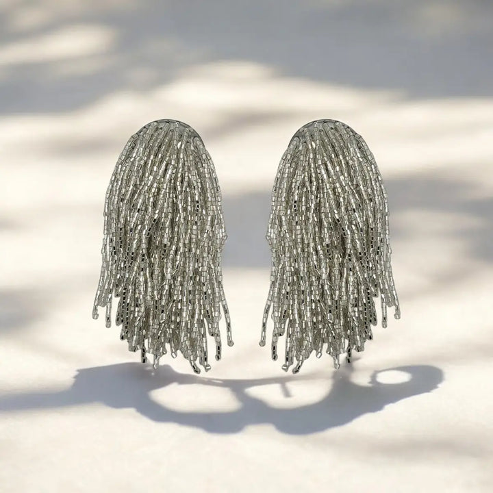 Small Silver Multi Drape Earrings
