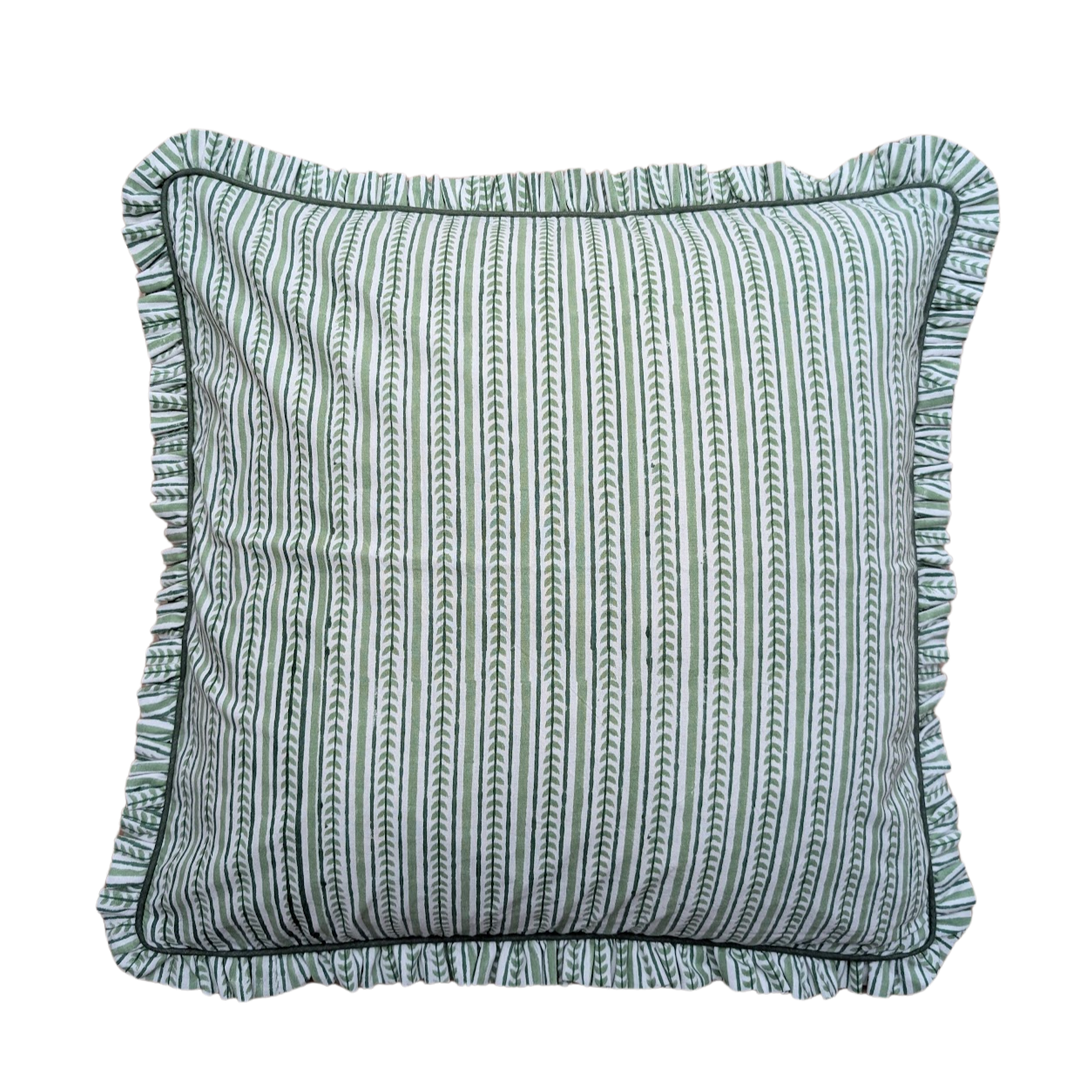 Alani Green Frill Cushion Cover-Cushion Covers-LNH Edit