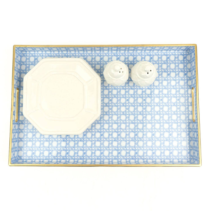 Blue Cane Rectangular Tray