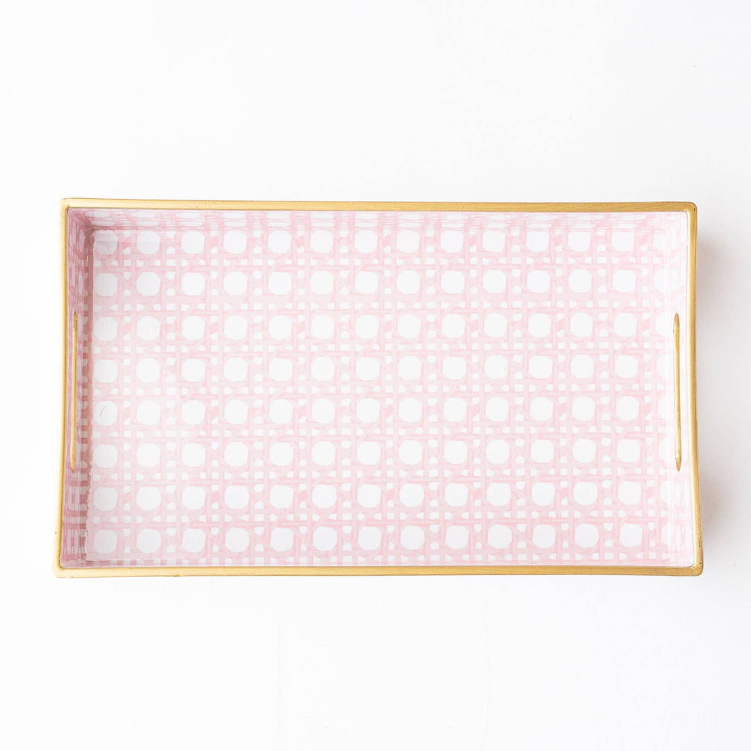 Pink Cane Vanity Tray-Trays-LNH Edit